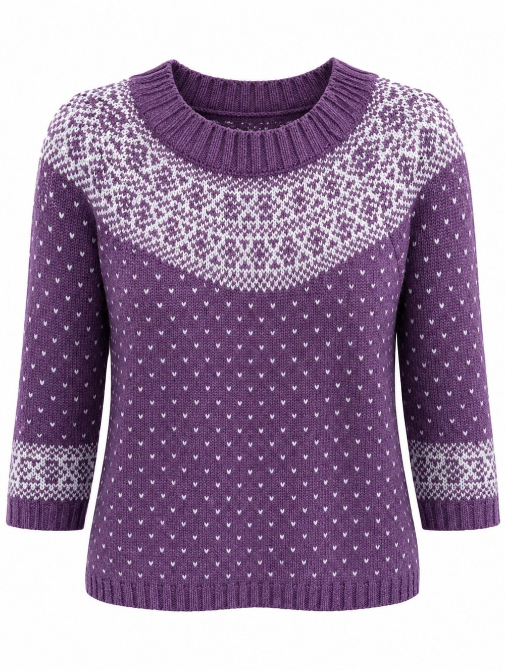 Talbots Purple Fair Isle Knit Sweater - Women's Pullover